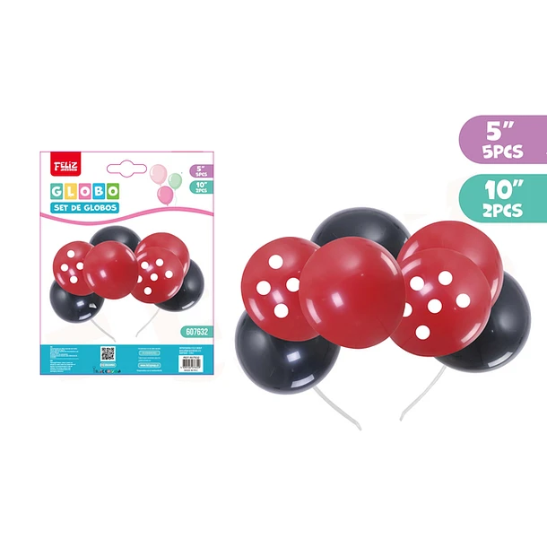 CINTILLO CON GLOBOS ROJO Y NEGRO - 1