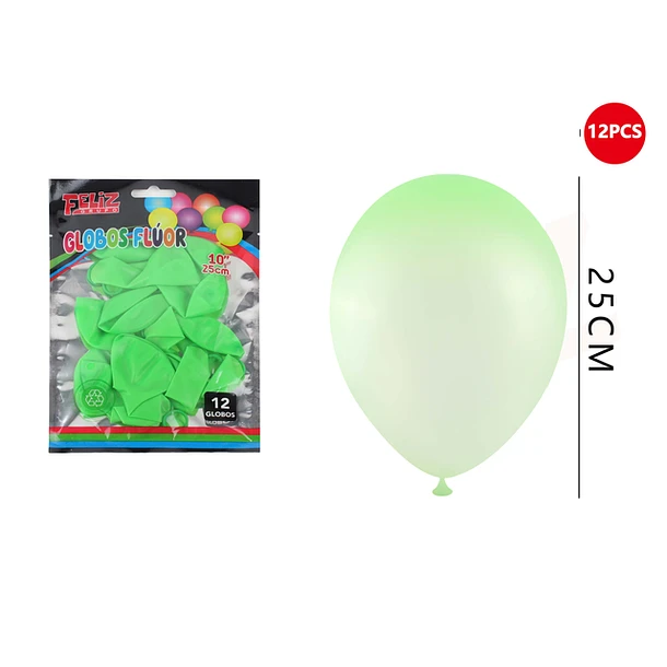 GLOBOS FLÚOR VERDE 25CM 12 PCS - 1