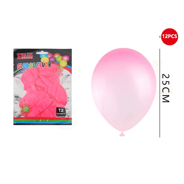 GLOBOS FLÚOR ROSADO 25CM 12PCS - 1