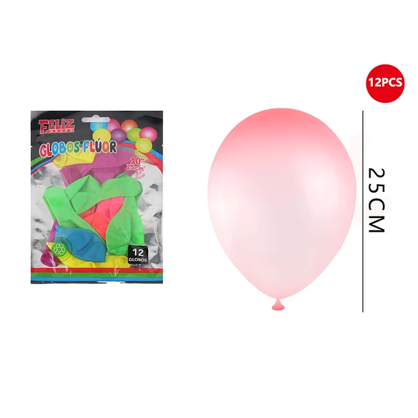 GLOBOS FLÚOR COLORES 25CM 12PCS - 1