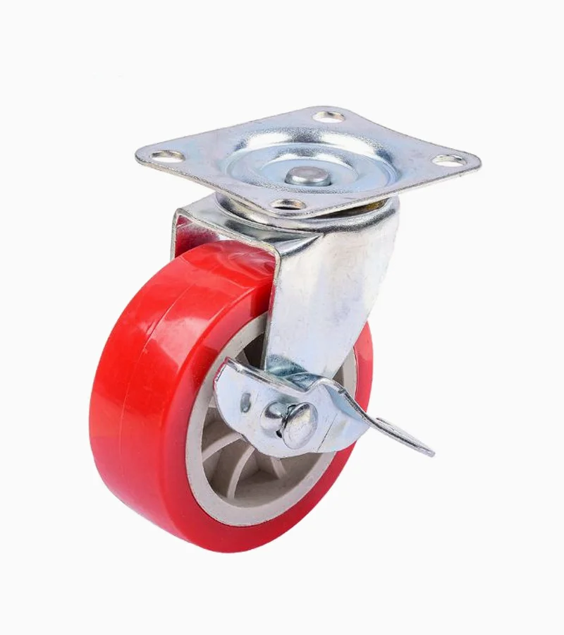 RUEDA ROJA CON FRENO LATERAL - 1