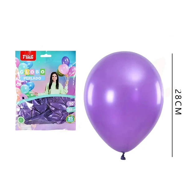 GLOBOS MORADO PERLADO 28 CM 25 PCS - 1