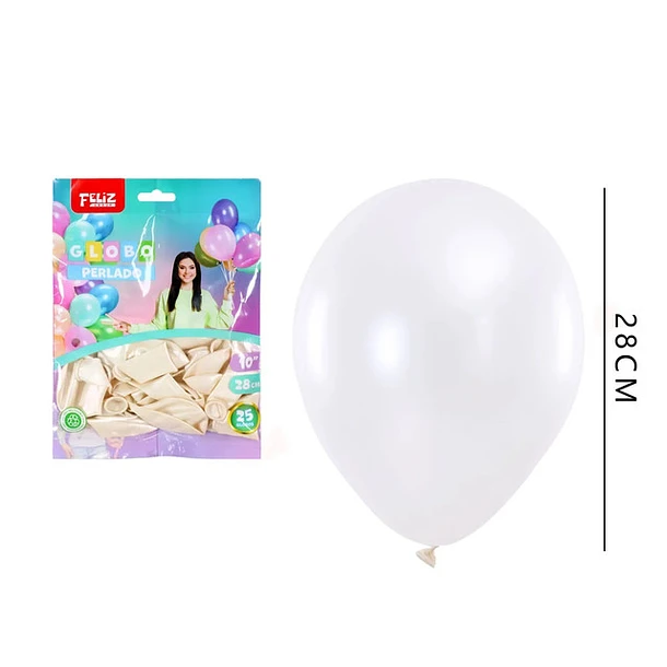 GLOBOS BLANCO PERLADO 28 CM 25 PCS - 1