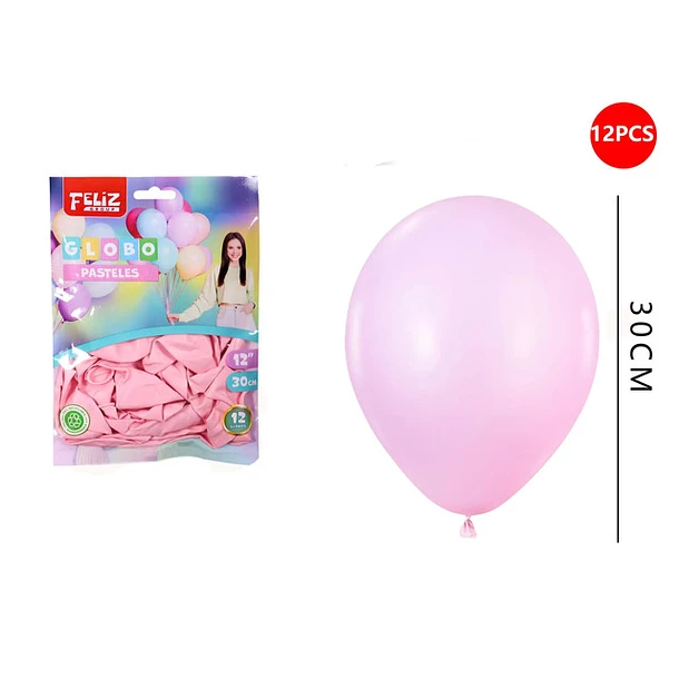 GLOBOS FUCSIA PASTEL 30 CM 12 PCS - 1