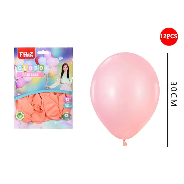 GLOBOS CORAL 30 CM 12 PCS - 1