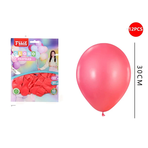 GLOBOS ROJO PASTEL 30 CM 12 PCS - 1
