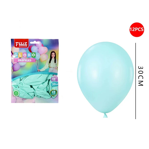 GLOBOS AZUL TIFFANY 30 CM 12 PCS - 1