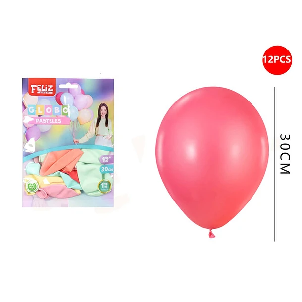 GLOBOS COLORES PASTELES 30 CM 12 PCS - 1