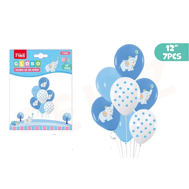 GLOBO DE ELEFANTE CELESTE 7 PCS - 1