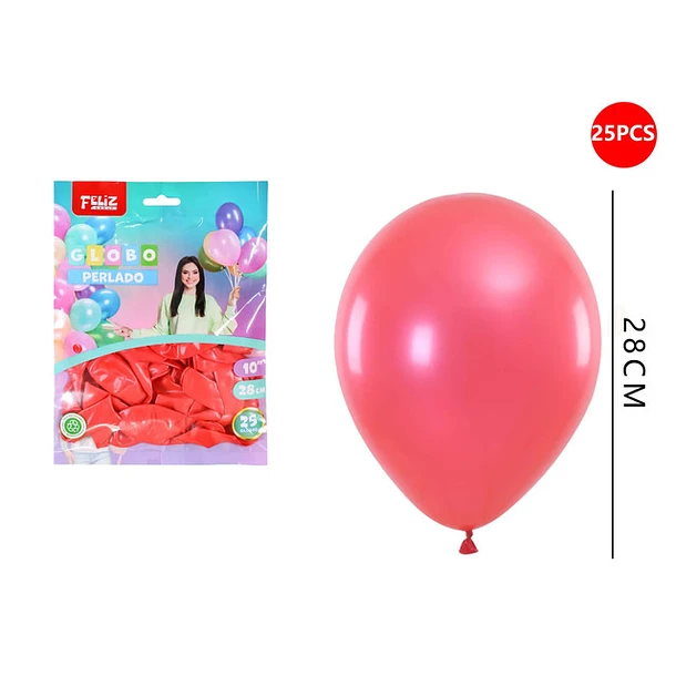 GLOBOS ROJO PERLADO 28 CM 25 PCS - 1