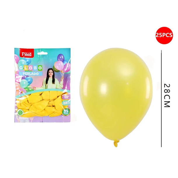 GLOBOS AMARRILLO PERLADO 28 CM 25 PCS - 1