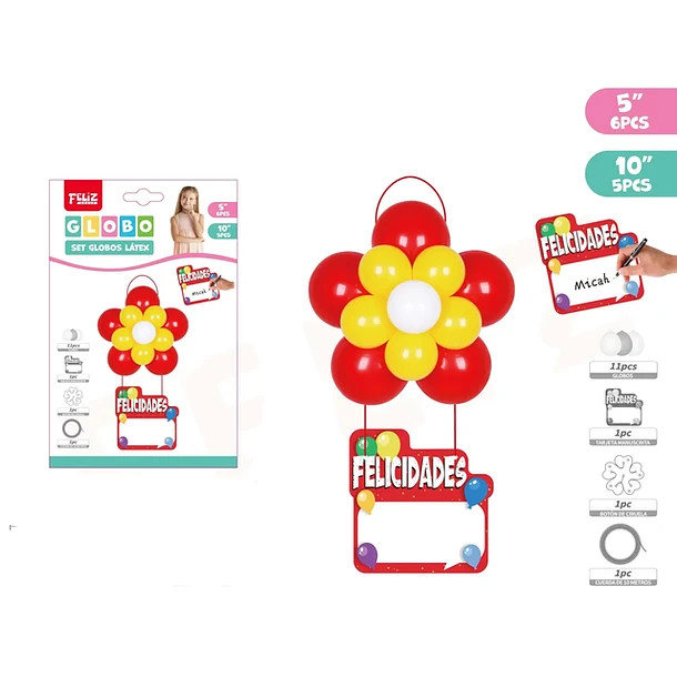 SET GLOBOS LATEX ROJO CON DETALLE PERSONALIZADO 14PCS - 1