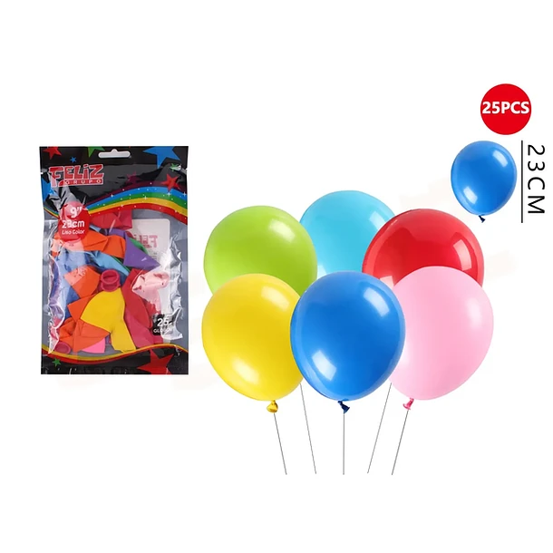 GLOBOS MULTICOLOR 23CM 25PCS 9' - 1