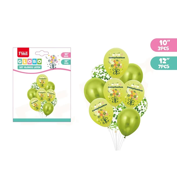 SET GLOBOS LATEX VERDE FC 10PCS - 1