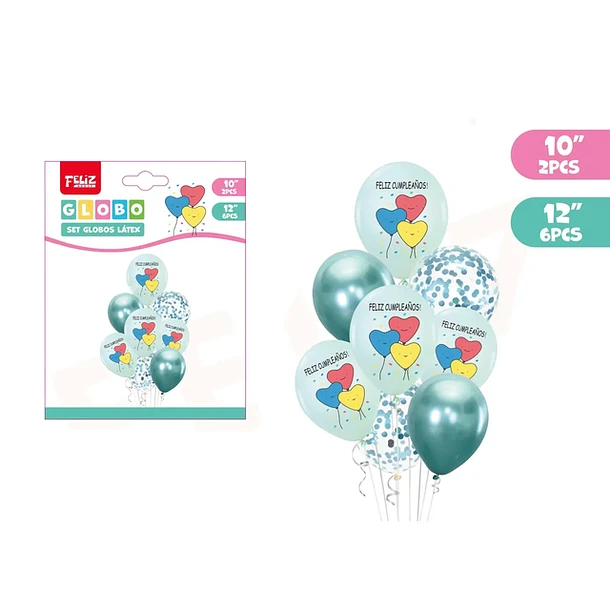 SET GLOBOS LATEX VERDE FC 8PCS - 1