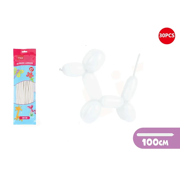 GLOBOS LARGOS BLANCO 100CM 30PCS - 1