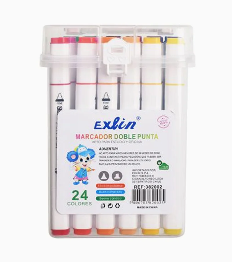 MARCADORES DOBLE PUNTA 24 COLORES - 1