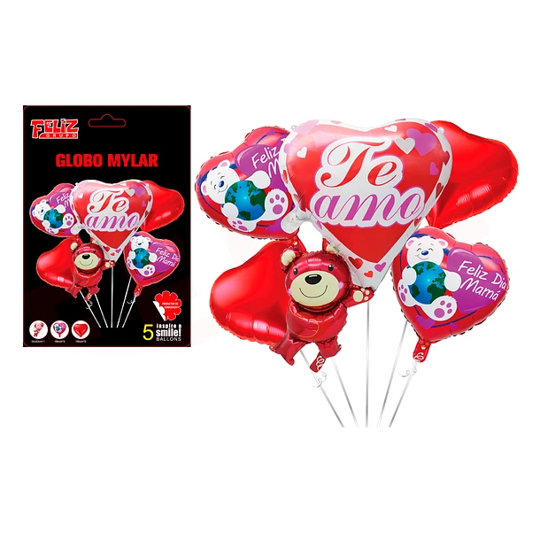 SET GLOBOS TE AMO CON OSITOS ESTAMPADOS - 1