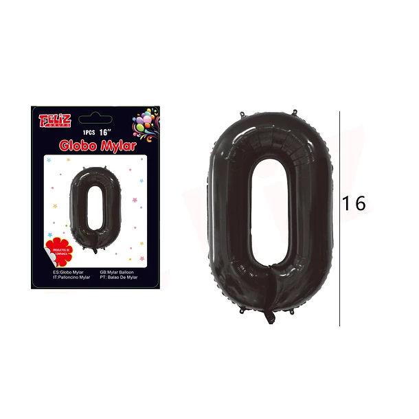 GLOBO NUMERO 0 NEGRO - 1