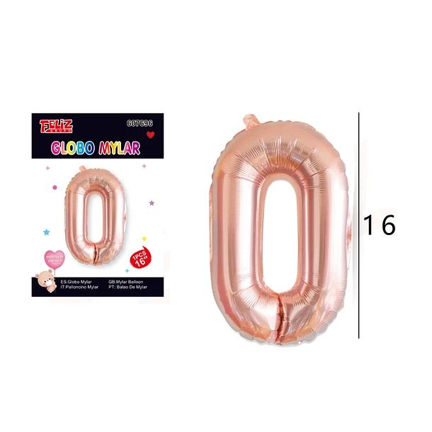 GLOBO NÚMERO 0 ORO ROSA - 1