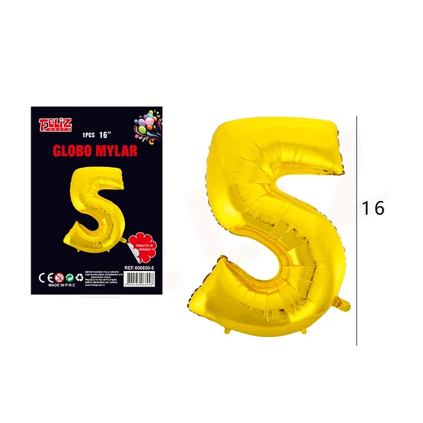 GLOBO NÚMERO 5 DORADO - 1