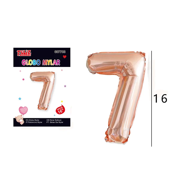 GLOBO NÚMERO 7 ORO ROSA - 1