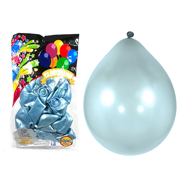 GLOBO 09 STANDARD PERLADO CELESTE X 25 UNI - 1