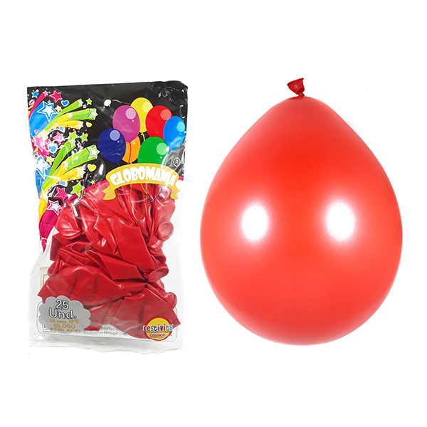 GLOBO 09 STANDARD PERLADO ROJO X 25 UNI - 1