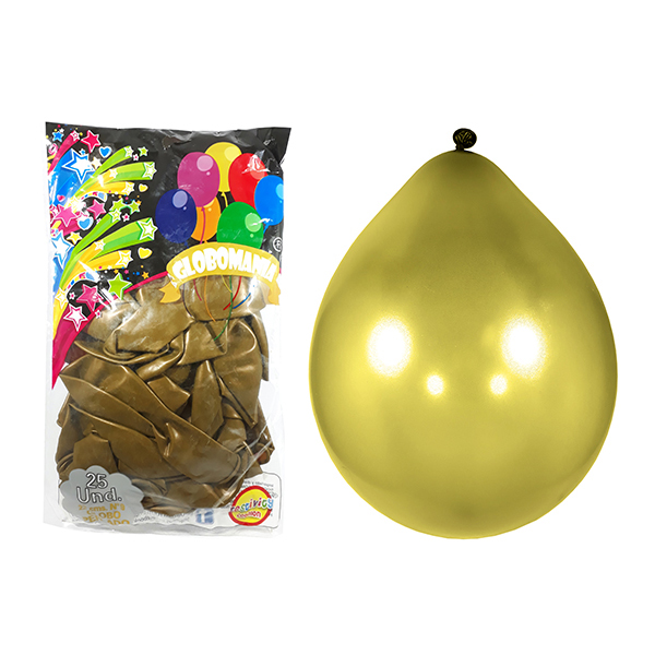 GLOBO 09' STANDARD PERLADO DORADO X 25 UNI - 1