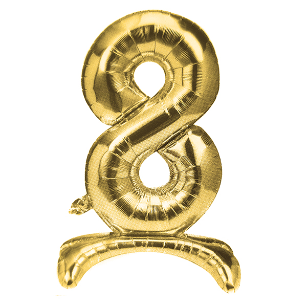 GLOBO METALICO 32 PEDESTAL DORADO N° 8 X1 UNI - 1