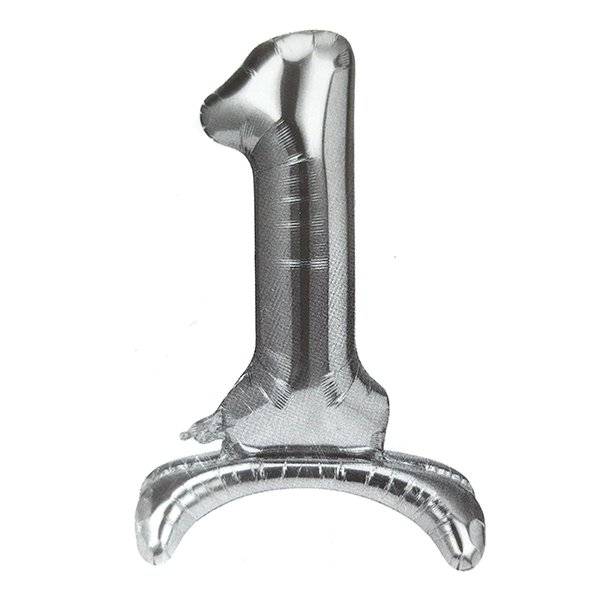 GLOBO METALICO 32 PEDESTAL PLATEADO N° 1 X1 UNI - 1