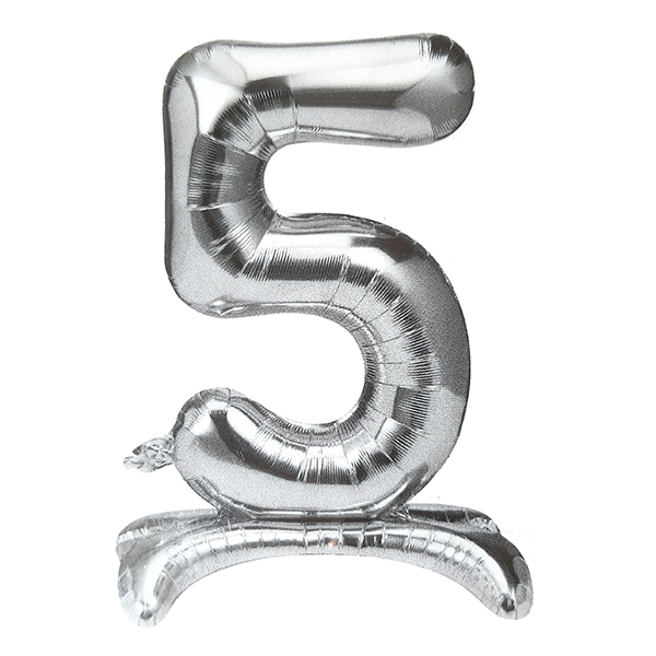 GLOBO METALICO 32 PEDESTAL PLATEADO N° 5 X1 UNI - 1