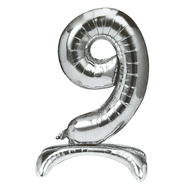GLOBO METALICO 32 PEDESTAL PLATEADO N° 9 X1 UNI - 1