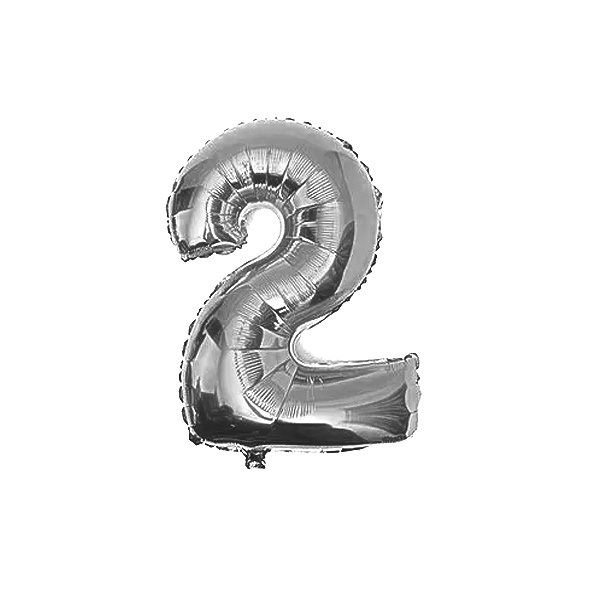 GLOBO METALICO 32 PLATEADO N° 2 X1 UNI - 1