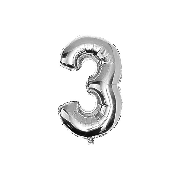 GLOBO METALICO 32 PLATEADO N° 3 X1 UNI - 1