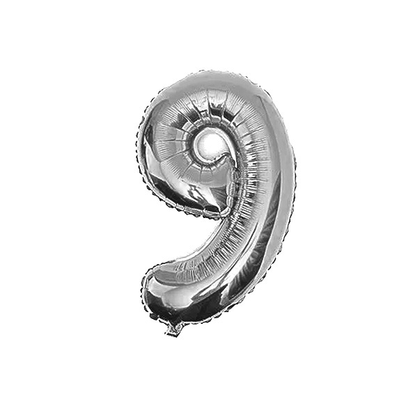 GLOBO METALICO 32 PLATEADO N° 9 X1 UNI - 1