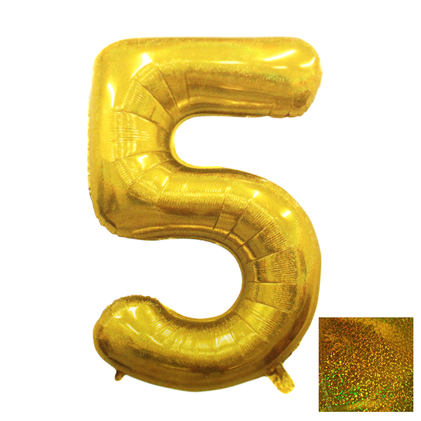 GLOBO METALICO LASER 40 DORADO N° 5 - 1