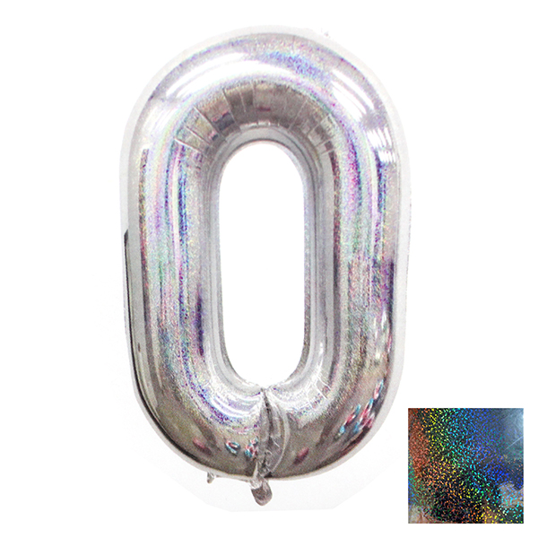 GLOBO METALICO LASER 40 PLATEADO N° 0 - 1