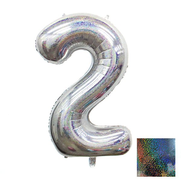 GLOBO METALICO LASER 40 PLATEADO N° 2 - 1