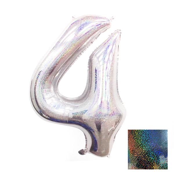 GLOBO METALICO LASER 40 PLATEADO N° 4 - 1