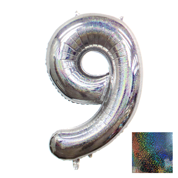 GLOBO METALICO LASER 40 PLATEADO N° 9 - 1