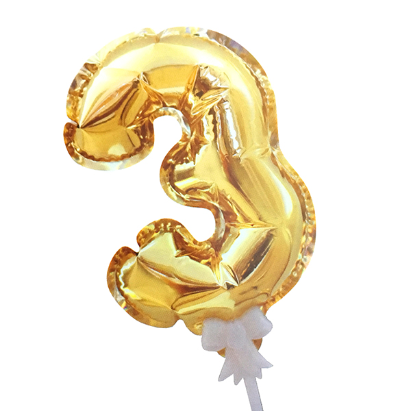 GLOBO METALICO STICK AUTOINFLABLE NUM 13 CM N° 3 X1 UNI - 1