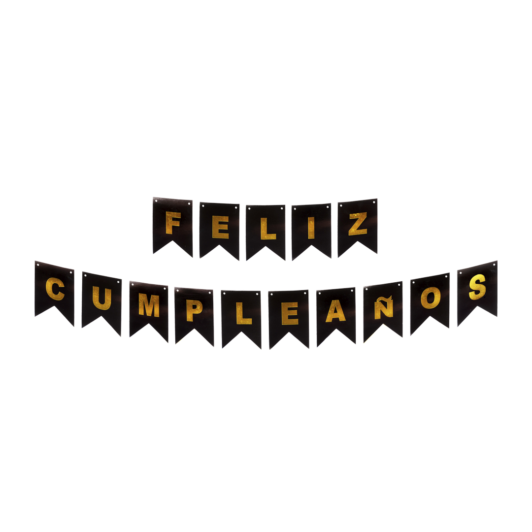 BANNER F.C. NEGRO/DORADO GLITTER 4M X1 UNI - 1