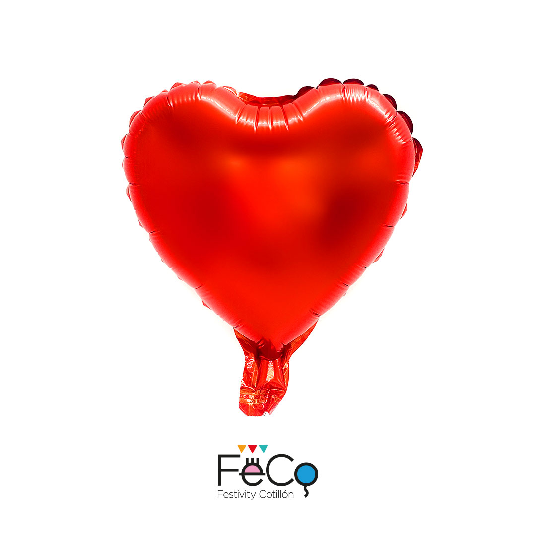 GLOBO METÁLICO 10 CORAZÓN 25CM X 50 UNI ROJO - 1