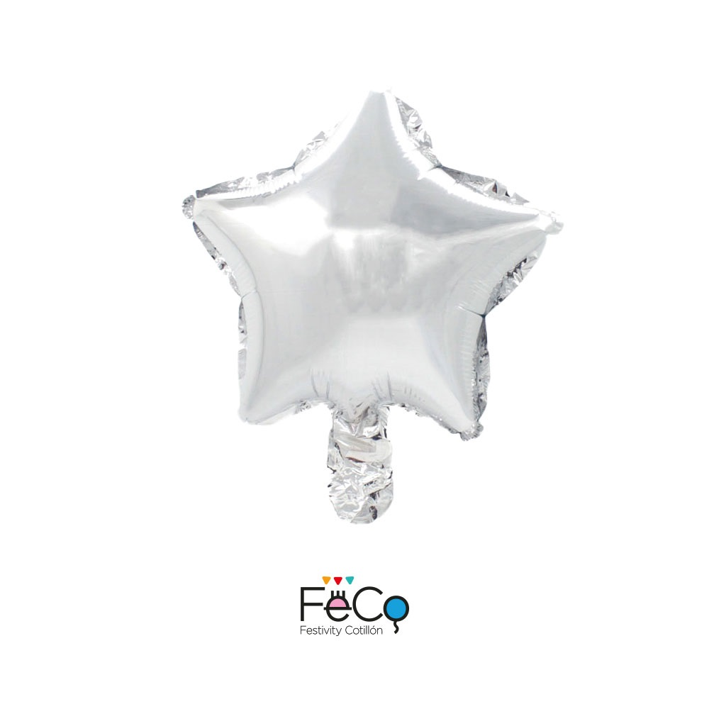 GLOBO METÁLICO 10 ESTRELLAS 25CM X50 UNI PLATEADO - 1