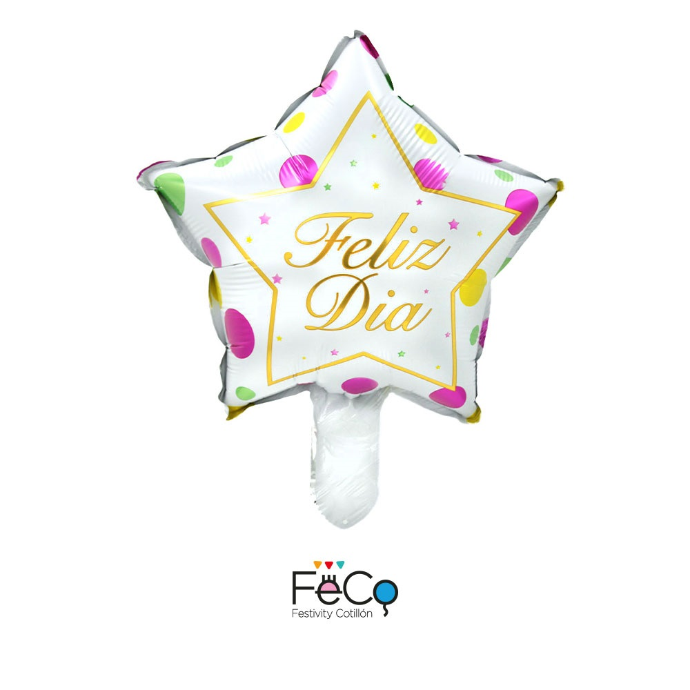 GLOBO METÁLICO 10 FELIZ DÍA ESTRELLA DOBLE X50 UNI - 1