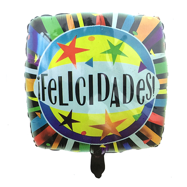 GLOBO METÁLICO 18 CUADRADO FELICIDADES X50 UNI - 1