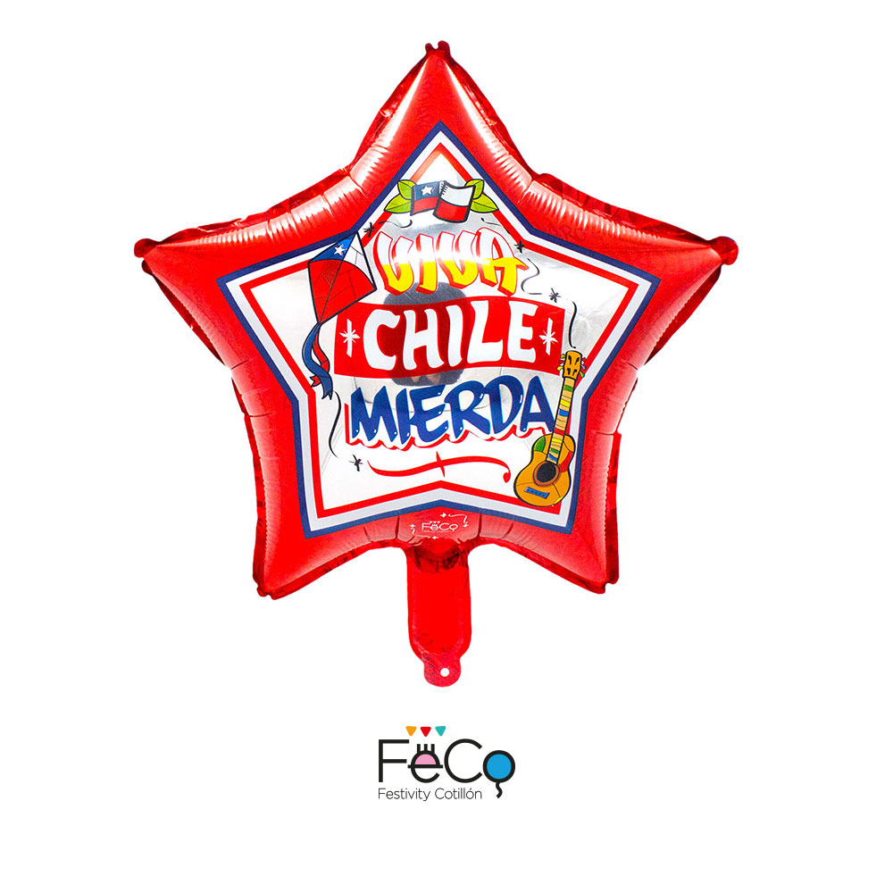GLOBO METÁLICO 18 ESTRELLA GUACHACA VIVA CHILE X50 UNI - 1