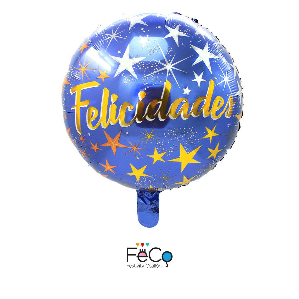 GLOBO METÁLICO 18 FELICIDADES X50 UNI AZUL - 1