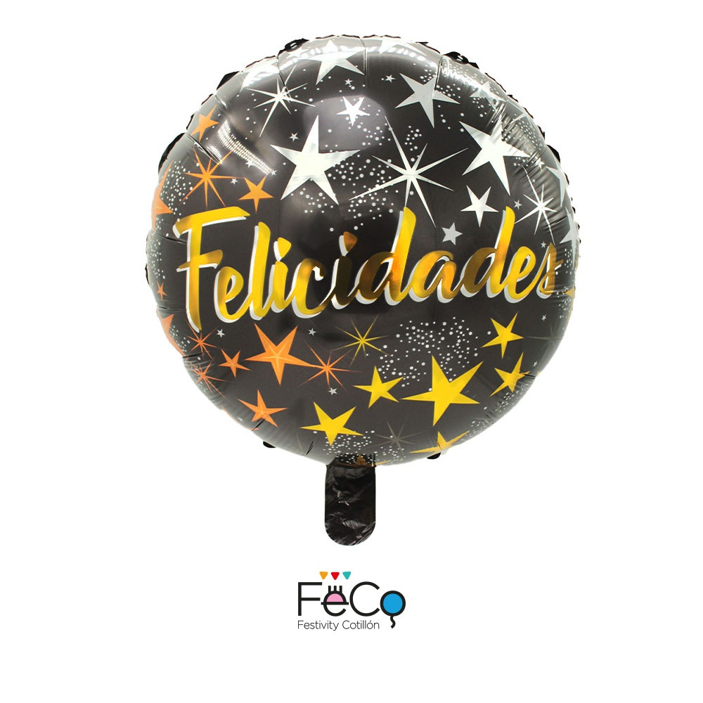 GLOBO METÁLICO 18 FELICIDADES X50 UNI NEGRO - 1